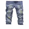 Calças masculinas retas N-stretch Cott Casual Fi Denim rasgadas desgastadas Bleach W Jeans com bloco de cores K7gA #