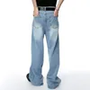 IEFB Wed Jeans droits pour hommes Vintage dégradé de couleur poches pantalons en Denim pour hommes nouveau pantalon à jambes larges Chic printemps 2024 9C4300 Q9PU #