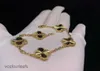 Van Jewelrys Cleef Pulsera de trébol de cuatro hojas Cadena de eslabones Clef de cuatro hojas Moda para mujer Pulseras de oro de 18 k Joyería U6 16xw9 20