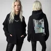 Zadig Disual Sweatshirt Women Classic Black Fashion Y2K Digital Print Diamonds Hoodies Female Slofshirts Streetwear 240312