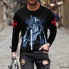 Men's T-Shirts Mexican Pattern 3D Printing Mens Round Neck T-shirt Casual Long Slve Plus Size Pullover Fashion Mens Clothing T240325