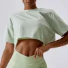 Traje de yoga Lu Align camiseta para mujer desgaste activo mujeres sueltas verano manga corta al aire libre casual todo partido fitness tops gimnasio jogger gry l otklp