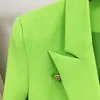 ALTA CALIDAD est 2024 Chaqueta de diseñador para mujer Botones de león clásicos Doble botonadura Slim Fit Blazer Fluorescencia Verde 240322
