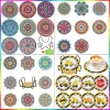 Stitch Photocustom 8st Diy Diamond Målning Mandala Round Coaster Drink Cup Pad Table Placemat Cushion Isolation Pad Handmade gåva