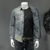 Printemps Automne Rétro Jeans Veste Chemises Pour Hommes Vêtements Bomber Aviator Moto Revers Lg Manches Denim Chemise Cowboy Outwear a4IB #