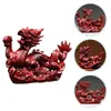 Figurines décoratives Chinois Feng Shui Dragon Statue en Bois Sculpté 2024 Année La Mascotte Sculpture Zodiaque Animal Figurine Chance Succès Maison