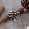 Wedding Rings Boho Vintage Feather For Women Bridal Engagement Fashion Party Jewelry Gifts Wholesale