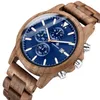 Hommes Wood Watch Chronograph Luxury Military Sport Watches Eleby Casual personnalisée en bois personnalisé Watches 278b