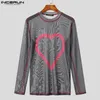 incerun Top 2023 nuovi uomini alla moda divertente amore modello stampato Ctrast colore T-shirt sexy confortevole maglia sottile stretto Tees S-5XL J1Ax #