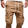 Homens de verão Carga Meia Calça Casual Cintura Elástica Bolso Sólido Bolso Solto Shorts Oversized S-5XL BSDFS-ZK36 V5GA #