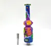 1pc,10in,Glass Bong With 420 Theme,Glow In Dark,Borosilicate Glass Water Pipe With One Percolator,Nectar Collector Glass Colorful NC Kit,Smoking Accessaries