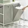 Sacs à linge Haotian BZR57-W Panier de salle de bain blanc avec 2 paniers amovibles Cabinet Étagère de rangement Rack