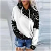 Mulheres Hoodies Moletons Designer Womens Roupas 2024 Primavera Novo Produto Básico 3D Impressão Digital Tendência Moda Hoodie Sweater Otckp