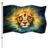 Accessories Fantasy Lion Flag Starry Sky Background Decorative Double Stitched Flags Polyester with 2 Grommets House Indoor Outdoor Decor