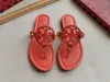 torylies burchslideslies tb Womens Designer Slippers Toe Slipper Clip Miller Tb Color Matching Cow Leather Womens Round Button Sandal MA1I