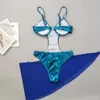 Maillots de bain pour femmes 24 ans de commerce extérieur sexy bleu brillant bikini jupe de fil deux pièces ensemble support en acier pour minceur
