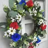 Dekorativa blommor Alla hjärtans dag krans med ljus amerikansk 4 juli oberoende simulering Garland dörrdekoration steg
