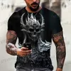 Męskie koszulki vintage horror 3D czaszka czaszka męska T-shirt Klasyczny Casual O Neck Short Slve Fashion Lose Oversizee Tops T Shirt Men T240325