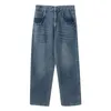 Jeans da uomo lavati blu neri pantaloni larghi in denim a gamba dritta primavera autunno pantaloni stile americano High Street larghi