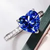Band Rings Huitan Colorful Heart shaped Cubic Zirconia Ring Suitable for Women Luxury Wedding and Engagement Band in WhitePinkGreenBlue Eternal Love Je J240326