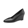 Dress Shoes Pointed Cowhide Work Women's High-heeled Office Slope-heeled El Stewardess's