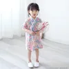 Girls Pajamas Childrens Simple Sleepwear Suits Little JapaneseStyle Cotton Kimono ChildrenS Baby Thin Nightdress LC831 240325