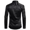 Mens Floral Black Dress Shirts Stylish Long Sleeve Steampunk Shirt Men Party Club Bar Social Shirt Male Chemise Homme 240326
