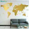 Autocollants or carte du monde décalcomanie géométrique mur Art maison bureau décor autocollant cadeau vinyle autocollant mural décalcomanie art JH030