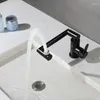 Bathroom Sink Faucets Black Folding Basin Faucet Stainless Steel 360 Degree Swivel Washbasin Tap Cold Mixer Deck Mounted Splash Proof