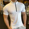 Männer Enge Sport T-Shirt Kurzarm Gym Laufbekleidung Fitn Compri Sportswear Zip Pullover Wandern Rgard Sweatshirt e4D0 #