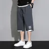 summer Man Versatile Casual Shorts Kore Streetwear Fi Elastic Waist Baggy Khaki Black Green Big Size New Capri Pants 8XL a5MU#