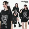 Maré cartão log verão 180g abstrato placa grossa impressão captura alegre tecelagem fita cinta rua na moda manga curta camiseta