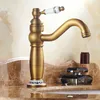 Bathroom Sink Faucets High Quality Antique Brass Basin Faucet Single Lever Design Handle Kitchen Tap Mixer Deck Mounted
