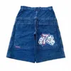 JNCO Shorts Y2K Pants Harajuku Hip Hop Graphic Retro Blue Baggy Denim Gym Shorts Mens Womens New High midje Basketball Short W6Vk#