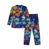 Fall fr pyjamas män färgglada tryck mjuka hem sömnkläder höst 2 stycken lös överdimensionerade anpassade pyjamas uppsättningar u43k#
