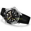 NY MODEL MENS AUTOMATISK WATCH HERS 007 Black Dial 300mm Limited Edition Rubber Strap Men Watches Mechanical Wristwatche288a