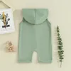 Ensembles de vêtements pour bébés garçons, vêtements d'été, couleur unie, sans manches, barboteuse à capuche, combinaison boutonnée, tenue décontractée