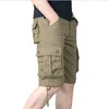 Summer Men's Casual Cott Cargo Shorts Overalls LG Längd Multi Pocket Hot Breeches Militär Capri Pants Man Croped Pants M6CJ#