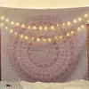 Pink Mandala Pattern Bohemia Tapestry Wall Hanging Home Decor Room Bedspread 240318