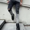 Neue europäische und amerikanische elastische enge Freizeithosen Distred Black White Jeans für Männer k46z #