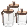 Lagringsflaskor 3 Set Glass Spice Jar kaffesockerbehållare för bänkskörning med skedburkar