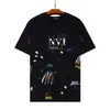 T-shirt estiva da uomo e da donna 100% cotone dipinto a mano con schizzi di inchiostro lettere graffiti allentate maniche corte girocollo magliette oversize athleisure LA88745