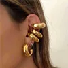 Dos Boucles D'oreilles Mode Surdimensionné Chunky Rond Cercle Clip Boucle D'oreille Pour Les Femmes Plaqué Or C Forme Oreille Manchette Stud Tube Épais Earclips Bijoux