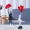 Banksy Girl Balloon Sculpture Figure Figurines for Interior Modern Street Art Painting Living Room Table Office Home Decoration 240323