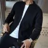 Suéter com zíper, casaco casual coreano grosso outono inverno masculino, cardigã com decote em V, roupas frescas e modernas para usar no exterior