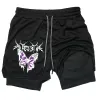 Men Performance Shorts Butterfly Y2K Print 2 w 1 Shorts Gym Meth Szybkie suche sportowe szorty Letnie Fitn Running Trening M-3xl N4HL#