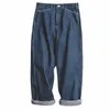 Maden Pantalon large 11,5 oz Jeans bleu foncé Pantalon surdimensionné pour hommes Taille 28 à 36 Jeans Baggy Pantalon droit ample Vêtements de travail D7uD #