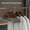 Hangers 5Pcs Adult Extra-Wide Solid Wood&Metal Hook Wooden Suit With Notches Non-slip Metal For Hanging Pants Clothes Skirt