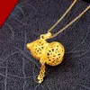 Pendant Necklaces Pure gold new gold sand blasting ancient gourd pendant live yellow 24k gold pendantC24326