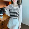 Blusas para mujeres La versión coreana de la primavera 2024 Sweet Ruffled Knitwear Chiffon Estilo de manga larga de manga larga